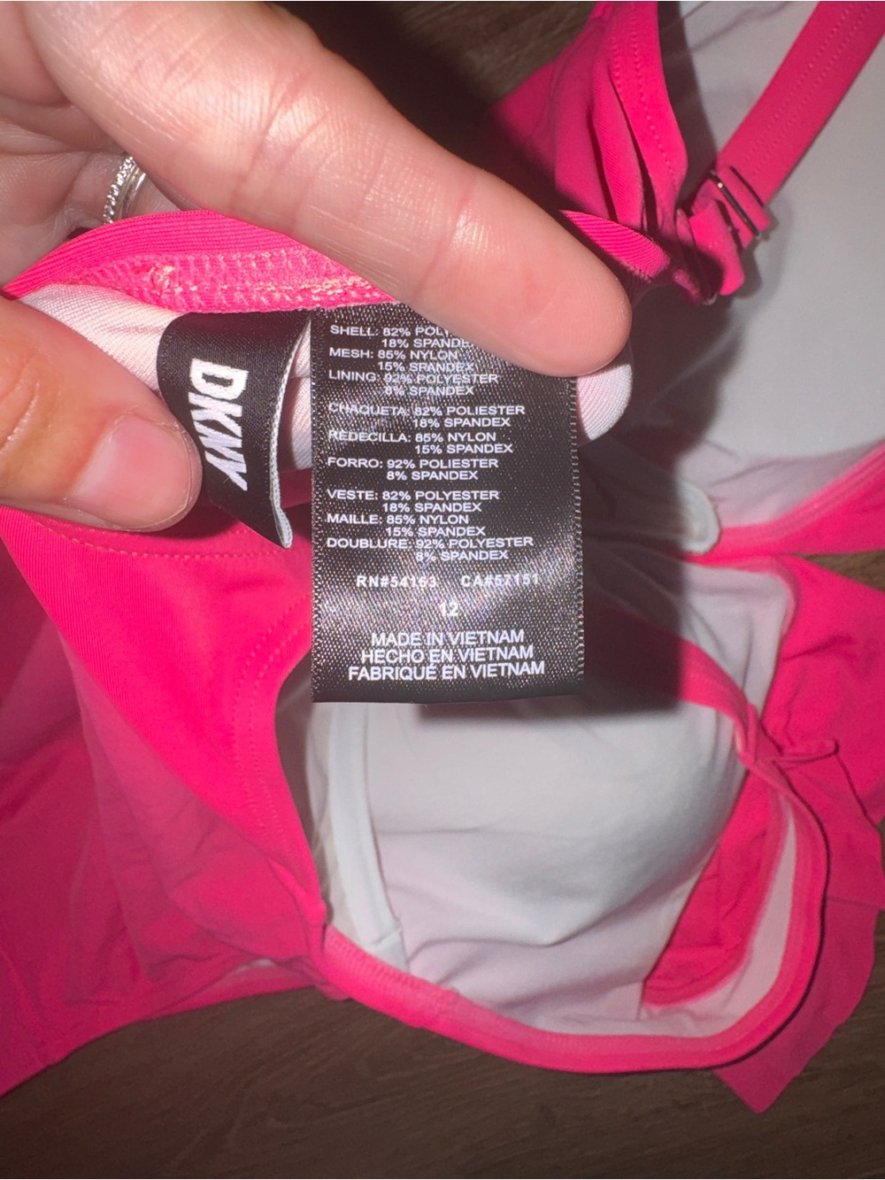 DKNY Neon Pink Ruffle Strap One-Piece Swimsuit - Picture 3 of 3